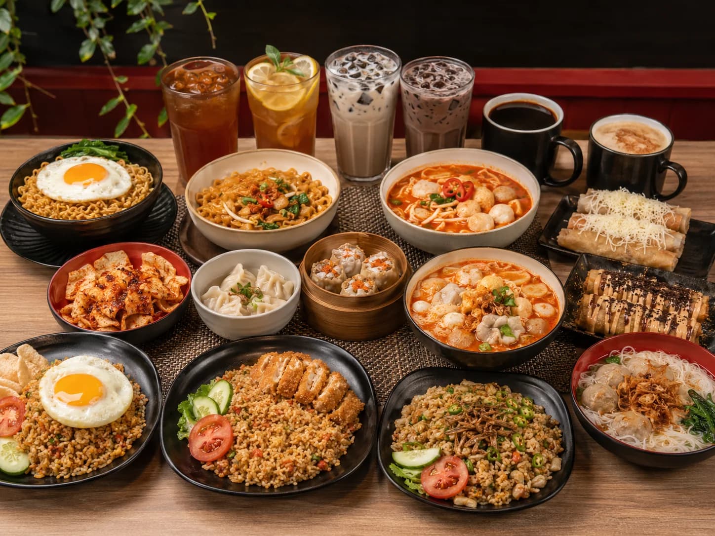 Aneka menu Teras Degung tersaji di atas meja
